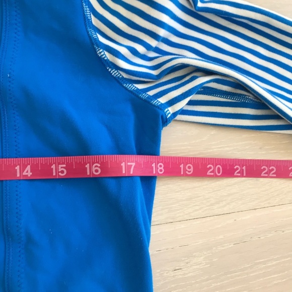 Lululemon Daily Yoga Jacket Classic Stripe Polar Cream Beaming Blue sz 6 - Picture 4 of 7